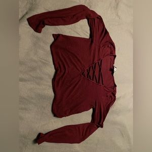 RED AMERICAN EAGLE LONG SLEEVE CROP TOP